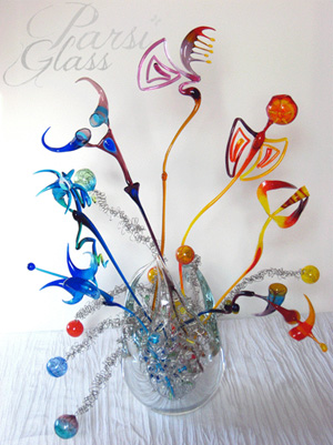 Parsi Glass, skleněné květiny, sklo, dekorace, umělecké sklo